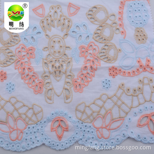 Wholesale 100% cotton eyelet embroidery lace fabric